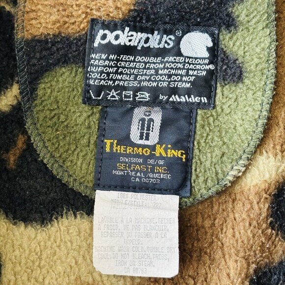 Vtg Thermo-King Camo Hunting Jacket Pants Set Mens M Malden Fleece Game Pouch - Picture 8 of 16